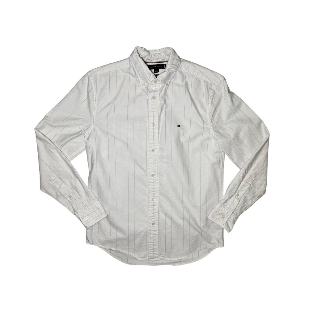 Tommy Hilfiger Regular Fit Long Sleeve Button Down Men Size Small White Striped